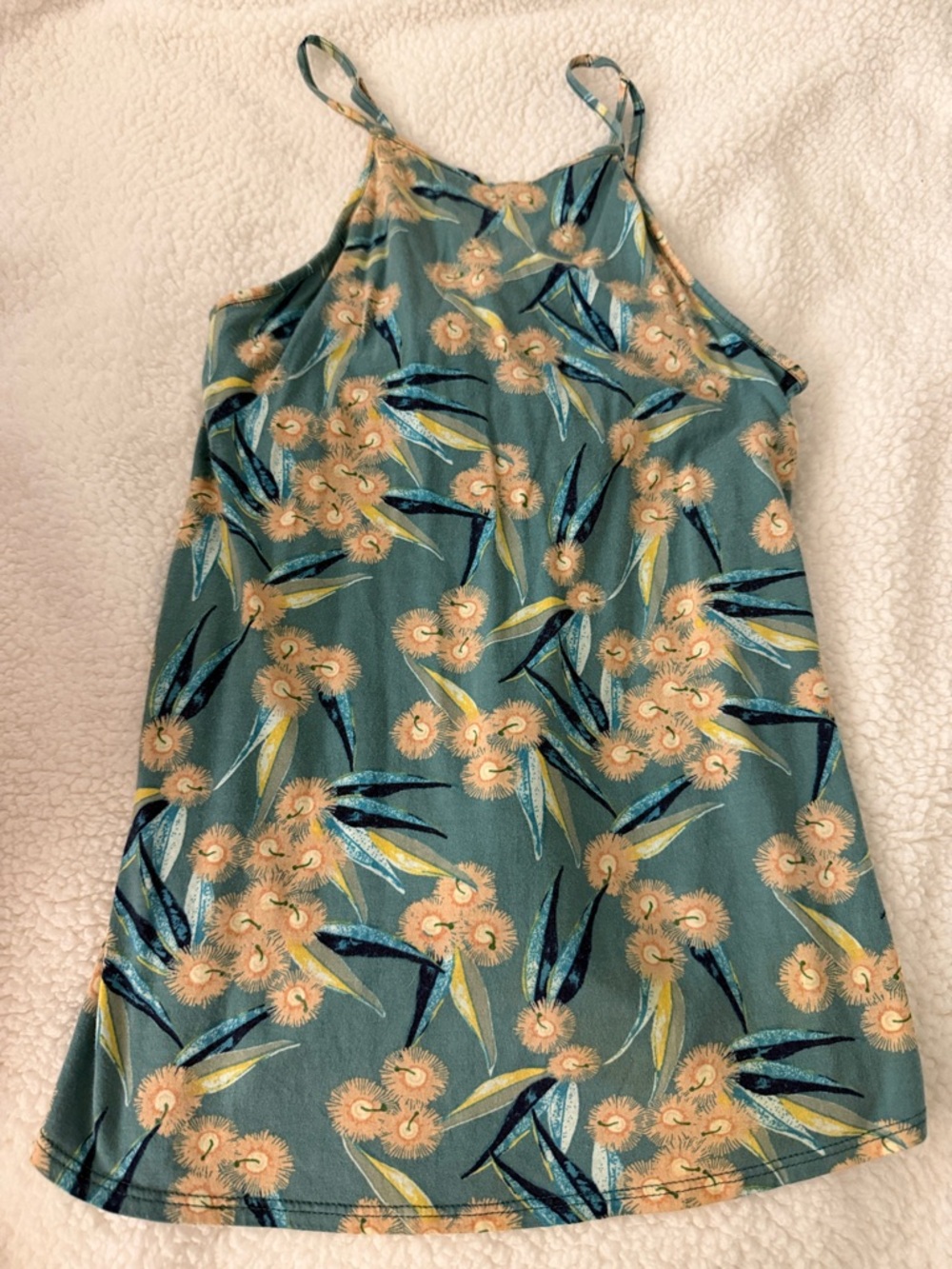Patagonia Teal Floral Halter Tank built in bra top